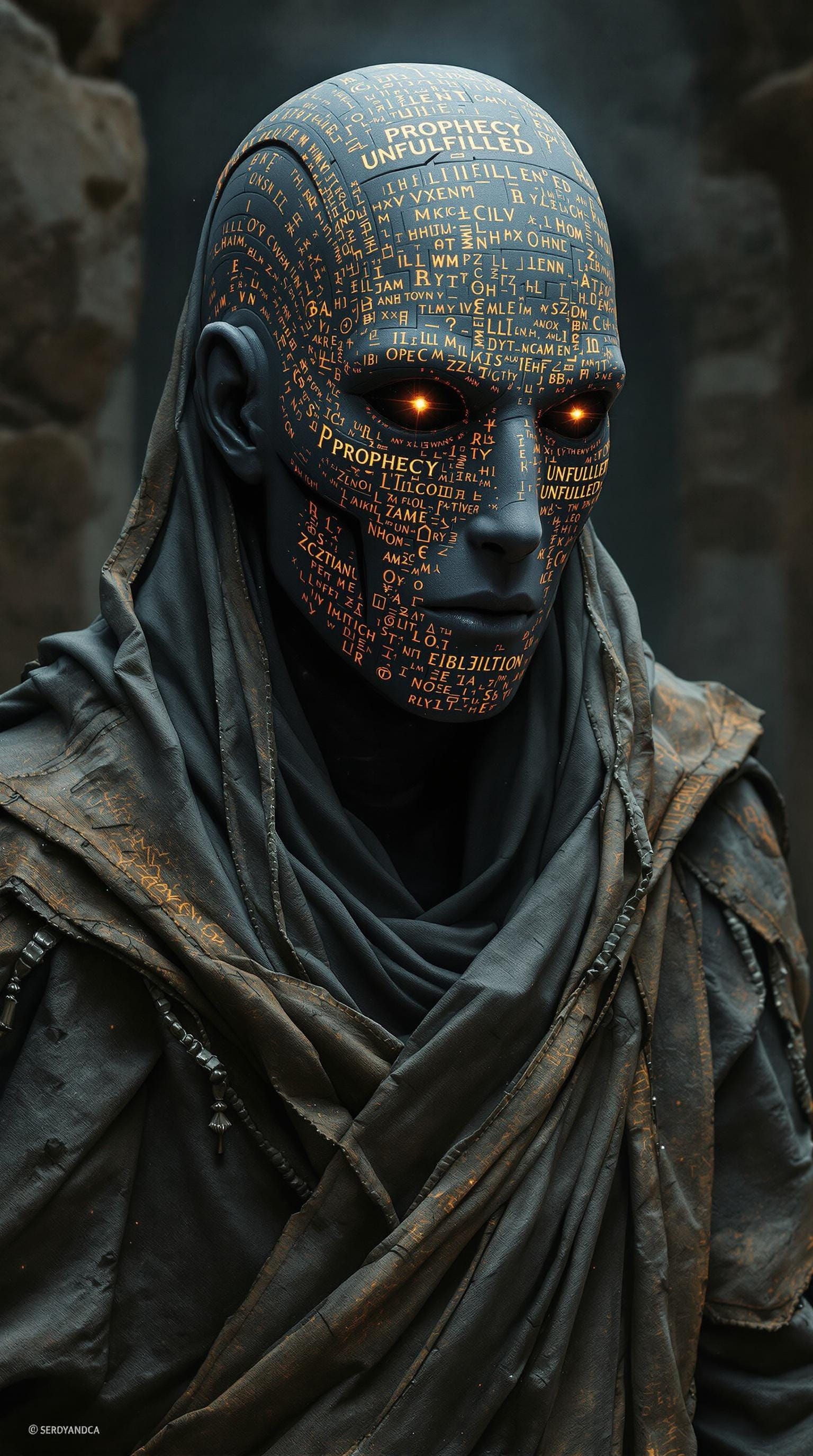 Mystical Golem with Glowing Runes and Ancient Magic