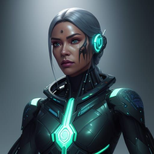 Sci-Fi Cyborg with Synthetic Skin