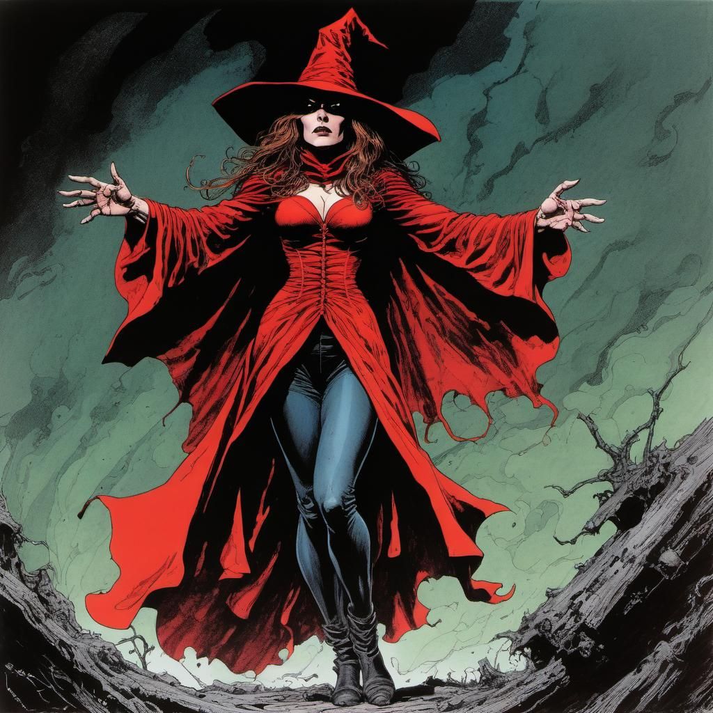 Scarlet Witch in Graphic Novel Style