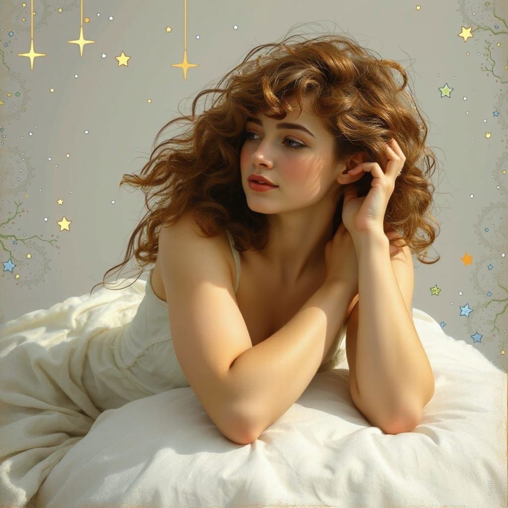 Ethereal Female Figure in Starry Dreamscape