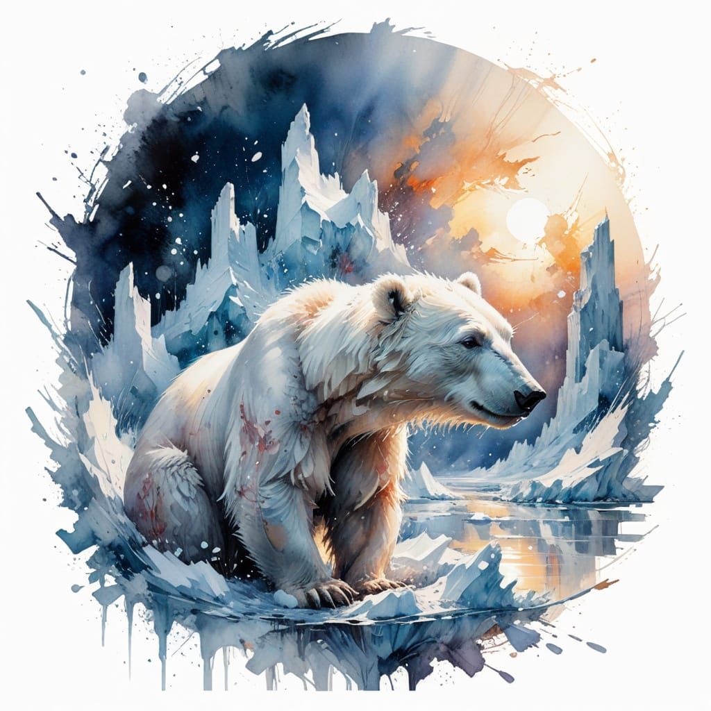 Polar Bear on Pristine Arctic Ice Floes