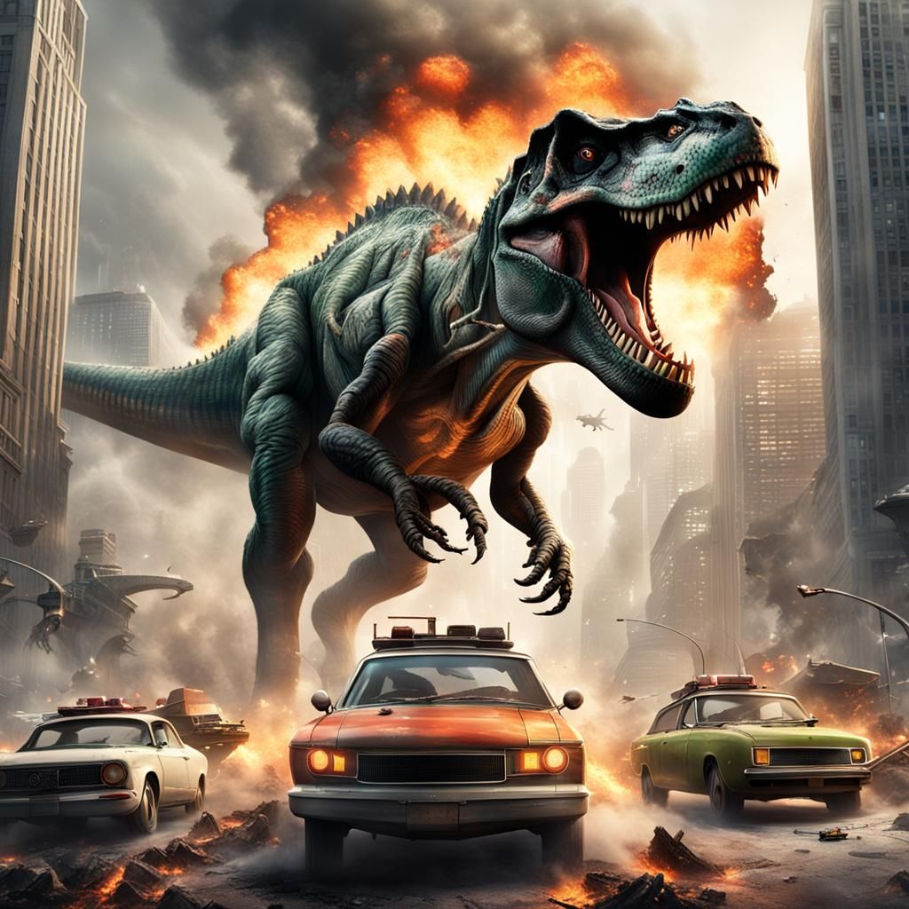 Tyrannosaurus Rex Destroys City