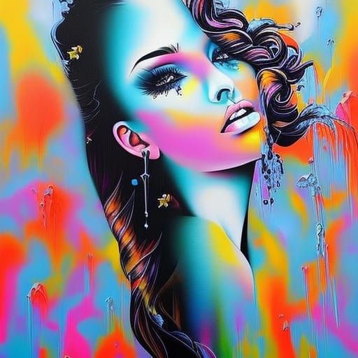 Colorful Graffiti Art of a Beautiful Wild Girl