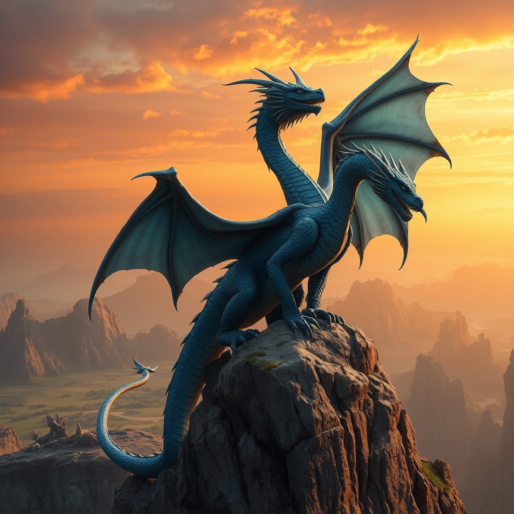 Majestic Blue Dragon Soars Over Mystic Realm