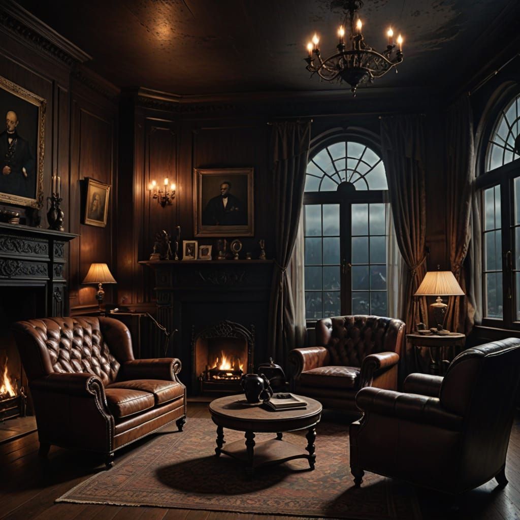 Dark Academia Lair with Wrestling Ring and Cozy Fireplace