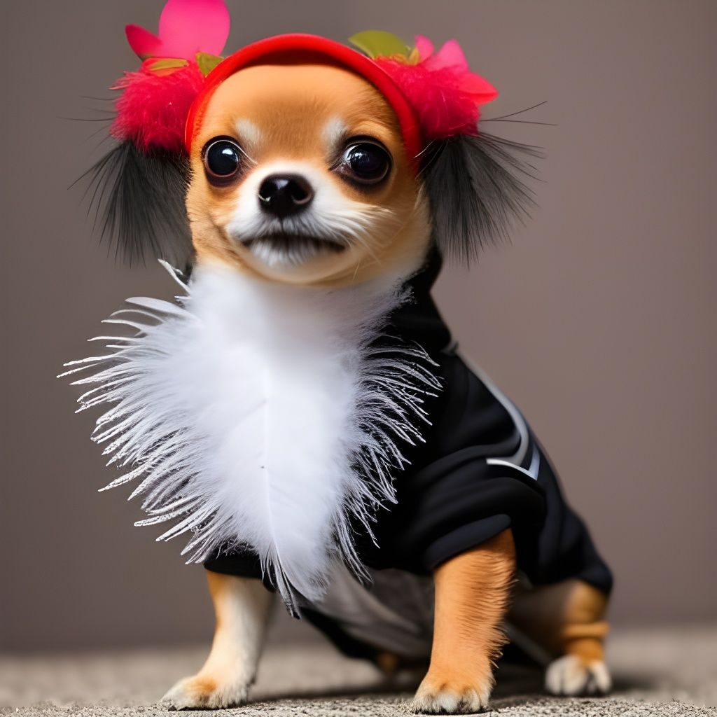 Chihuahua as Victorian Toddler in Botanical Art Style