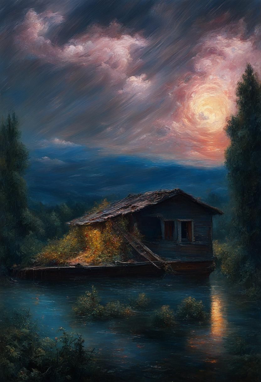 Rain Clouds: Oil Painting in Gustave Doré Style