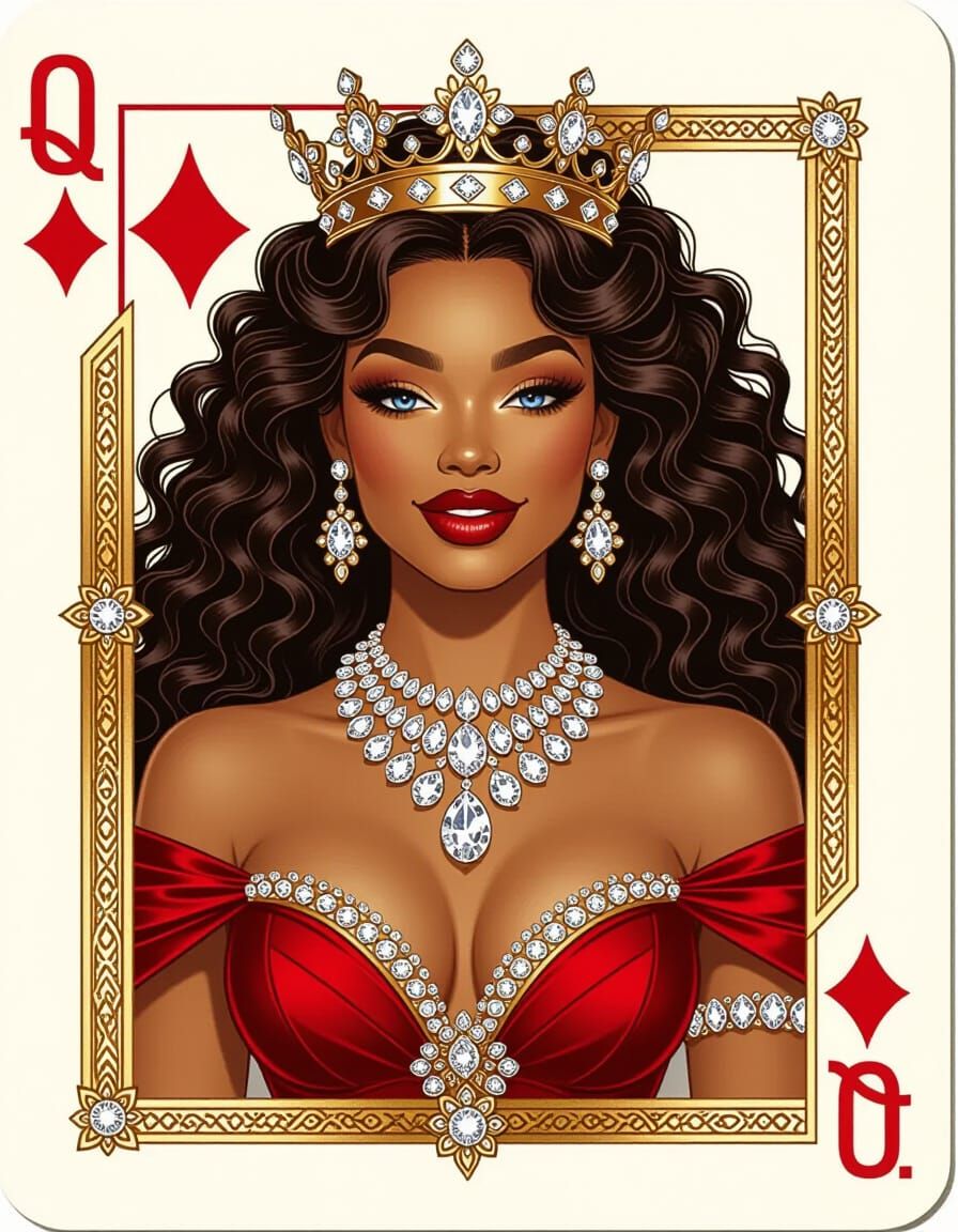 Queen of Diamonds: Muscular Woman in Jewel-Encrusted Dress