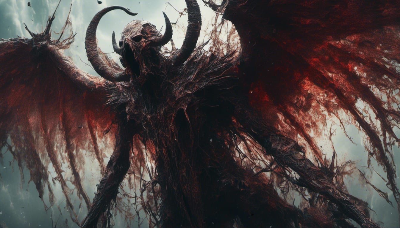 Macabre Devil Angel with Metal Wing