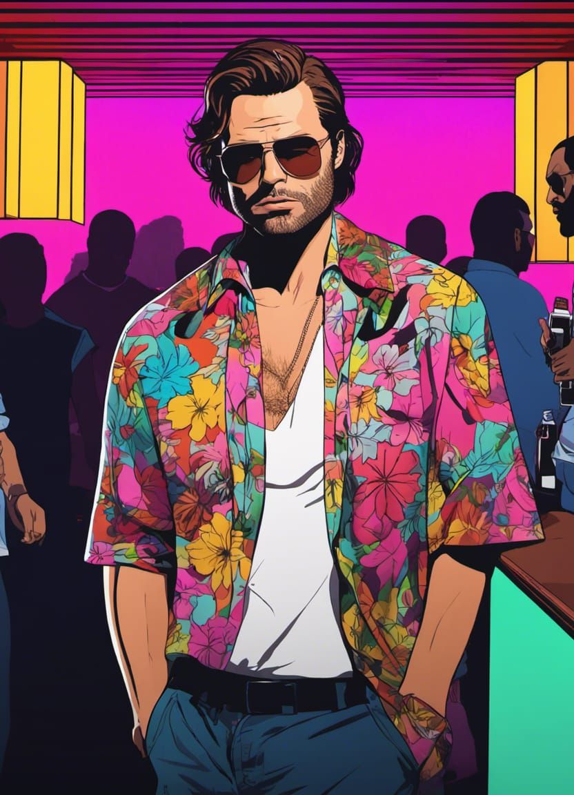 Greasy Thug Portrait in Miami Nightclub
