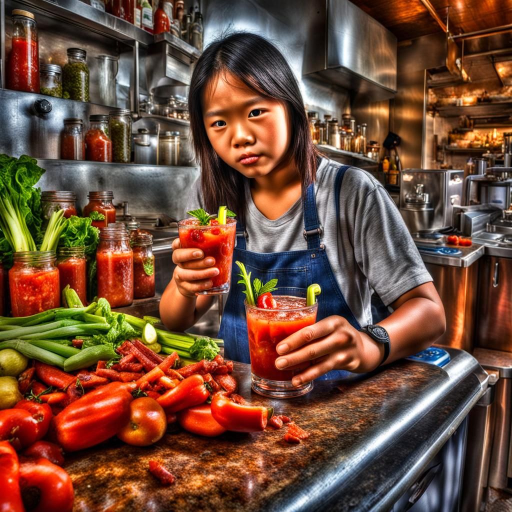 Woman Creates Elaborate Bloody Mary Cocktail