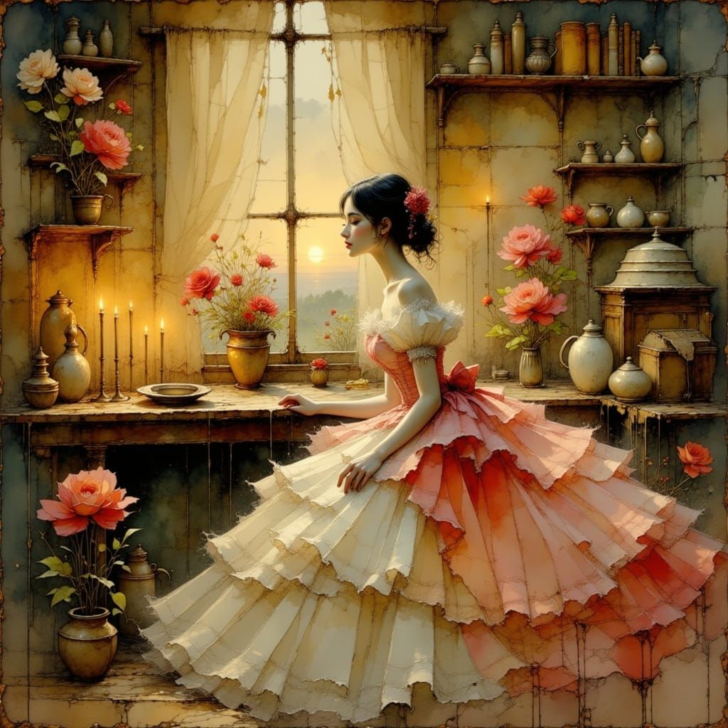 Retro Princess in Art Nouveau Style