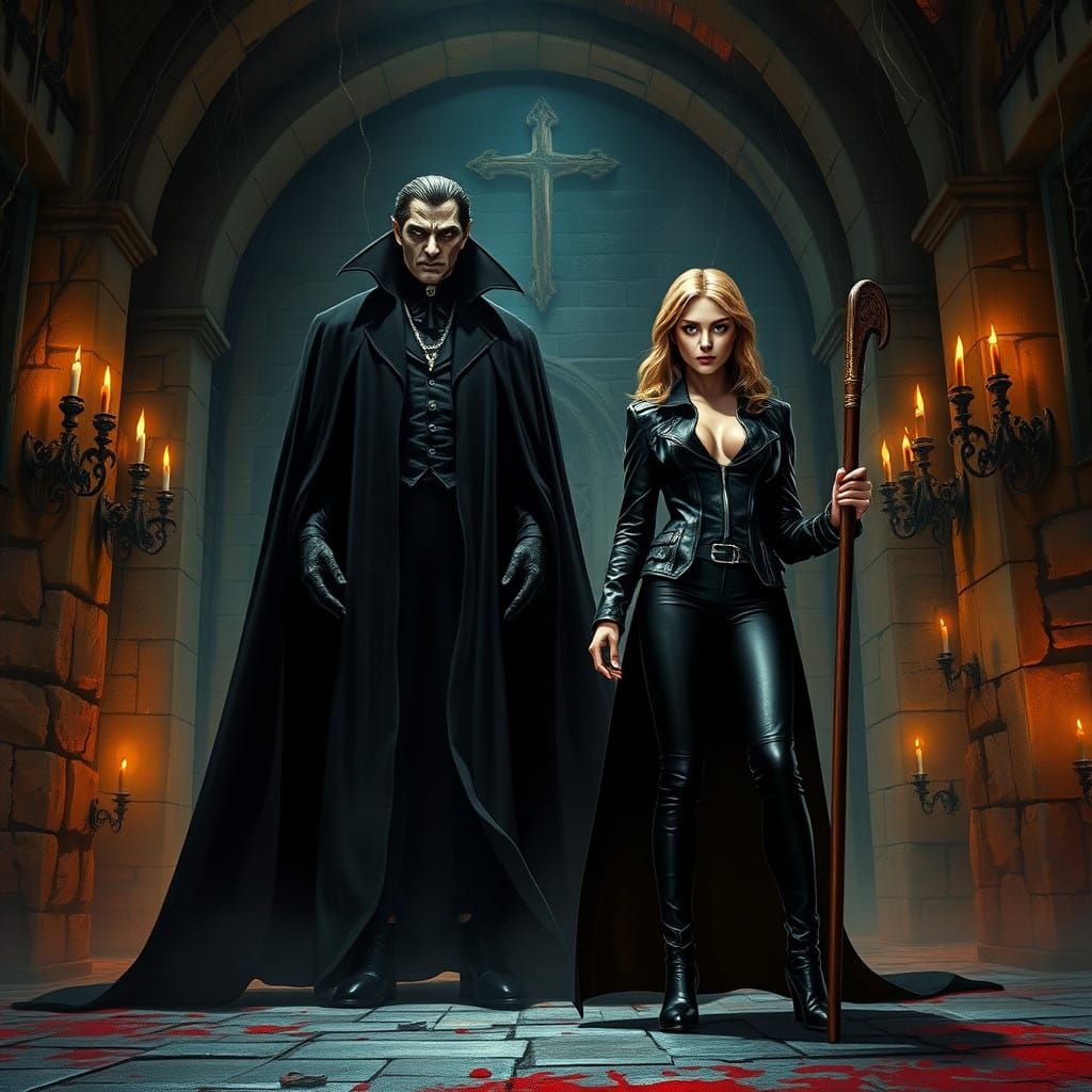 Eternal Vampire Lord Confronts Fearsome Slayer in Dark Castl...