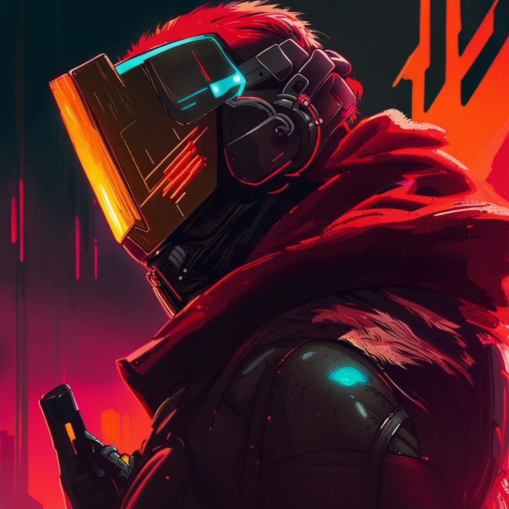 Cyberpunk Figure in Space Armor with Blaster