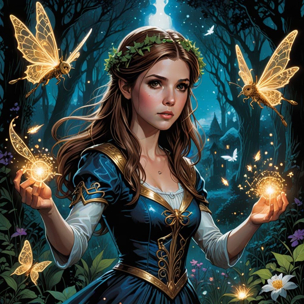Faerie Wizard Casting Spell in Comic Book Art Style