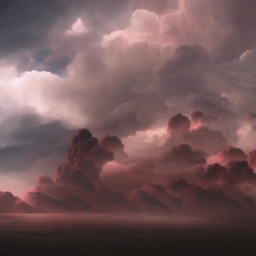 Epic Burgundy Skies with Billowing Clouds