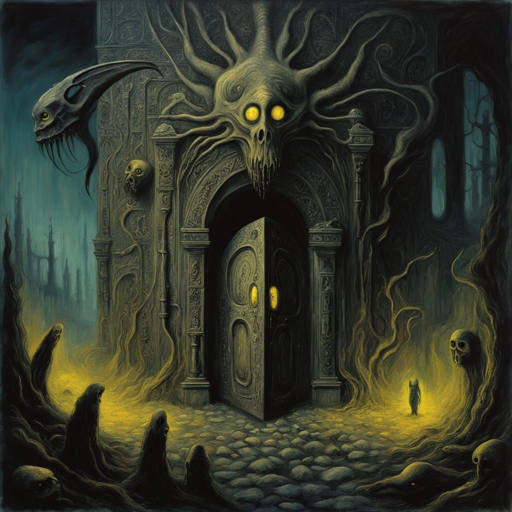 Menacing House Swarmed by Imps: A Dark Fantasy