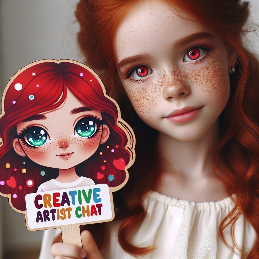 Red-Haired Girl Promotes Creative Artist Chat