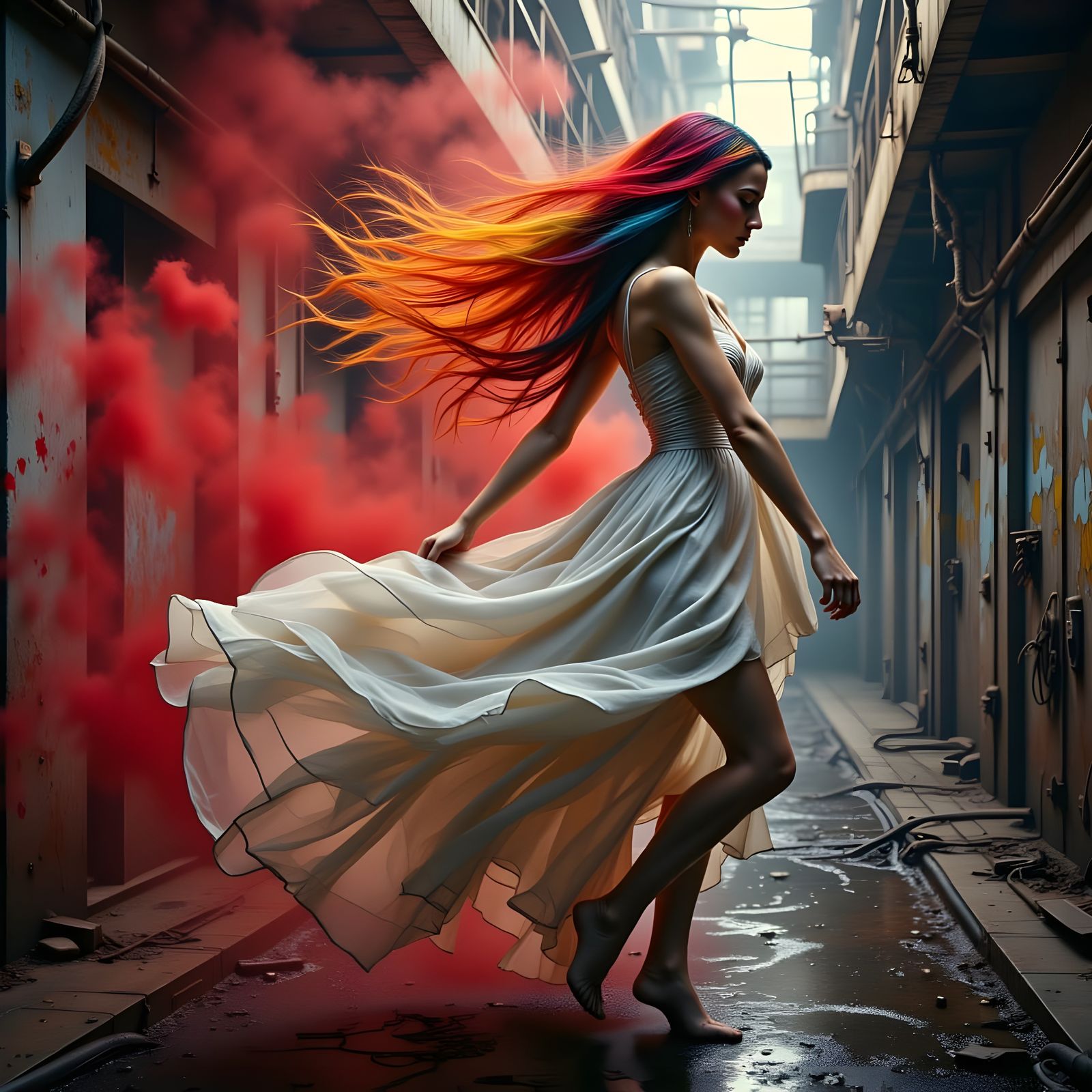 Radiant Goddess Dances in Abandoned Ruins