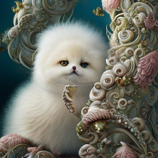 Magical Fluffy Creature with Pearlescent Details