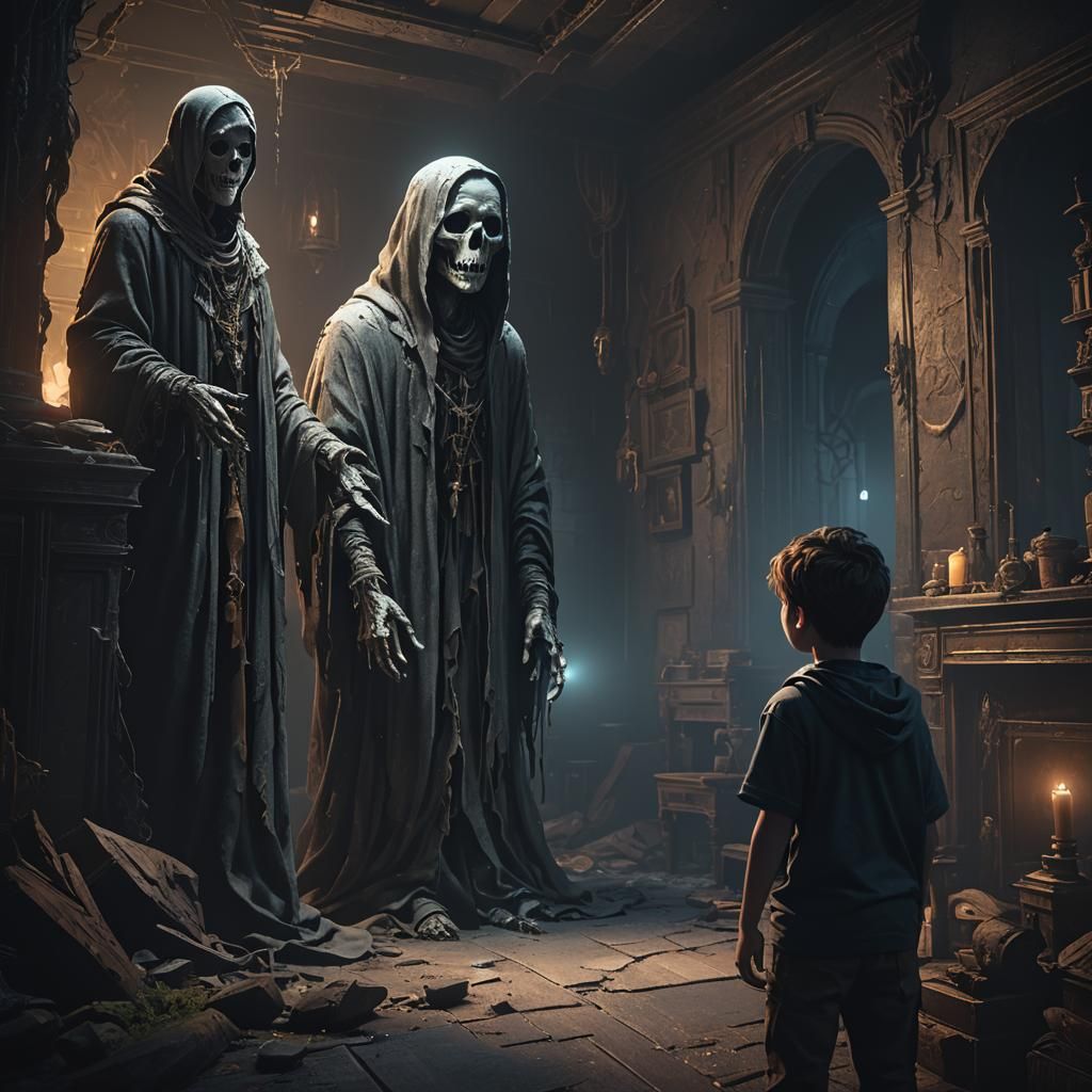 Boy and Ghost: Detailed Matte Painting
