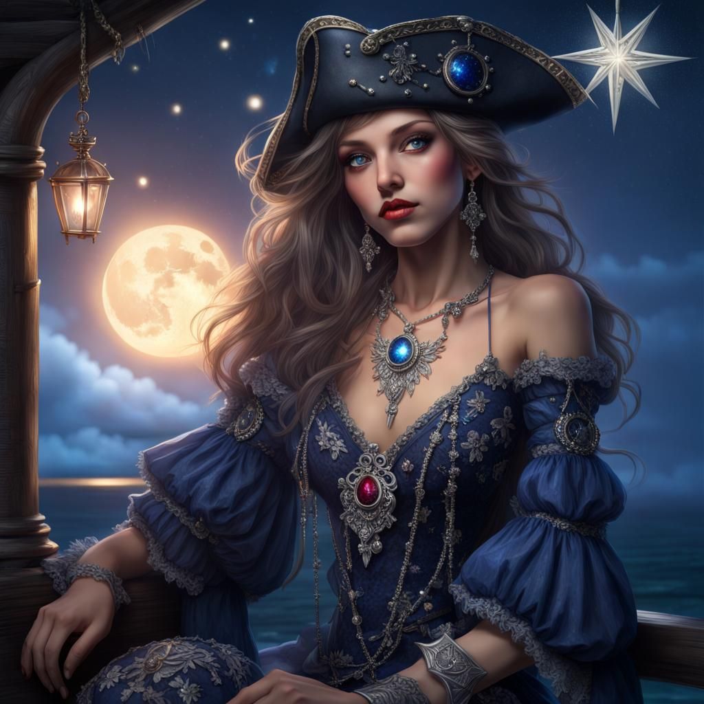 Pirate Maiden with Celestial Beauty in Video Game Style