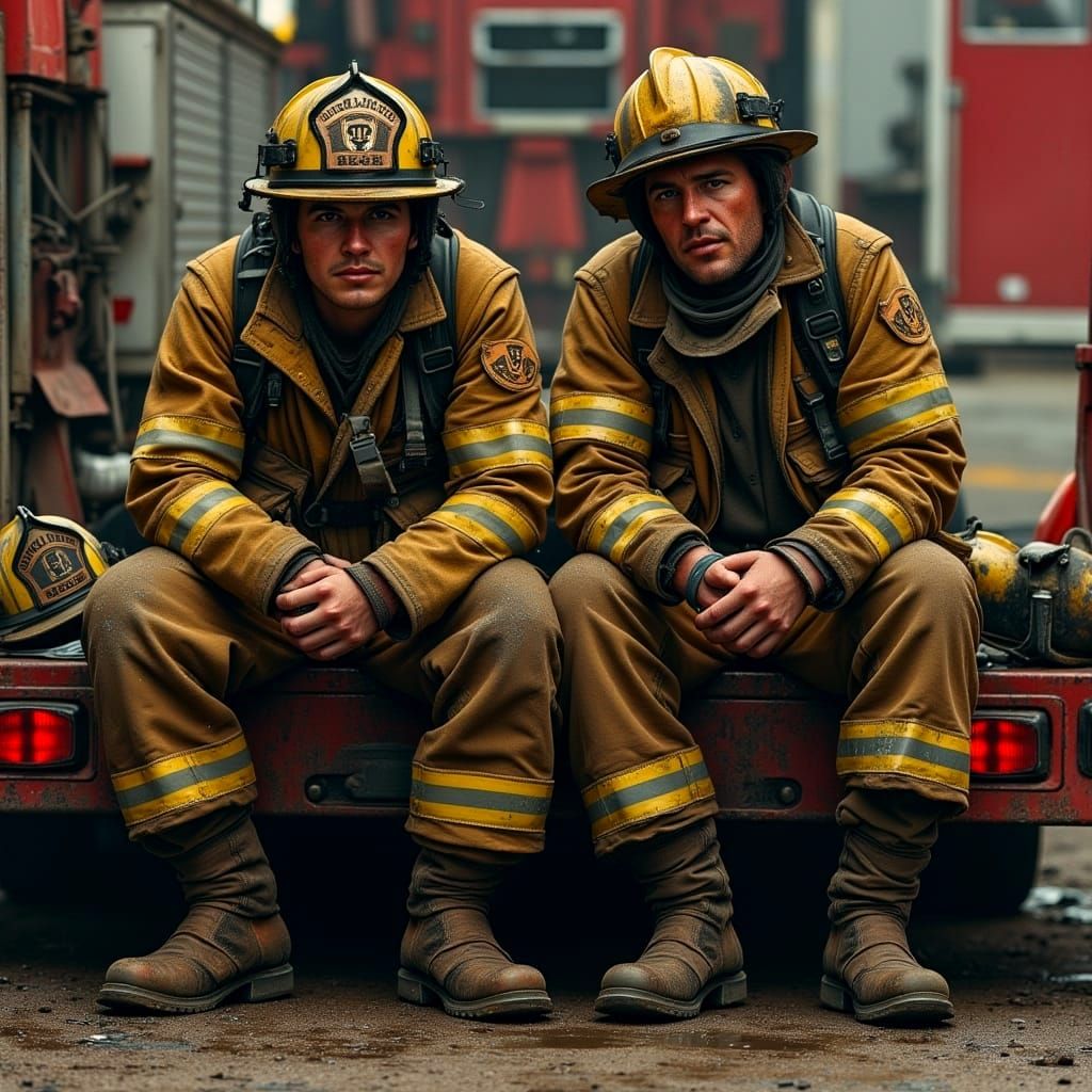 Firefighters Exhilarated After Long Shift in Photorealistic ...