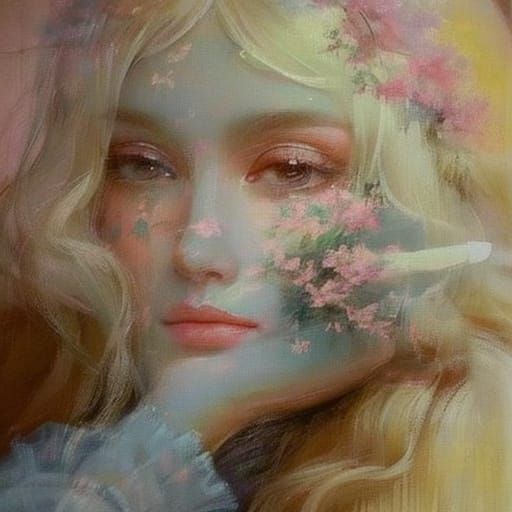 Serene Woman Relaxing on Couch in Soft Impressionism