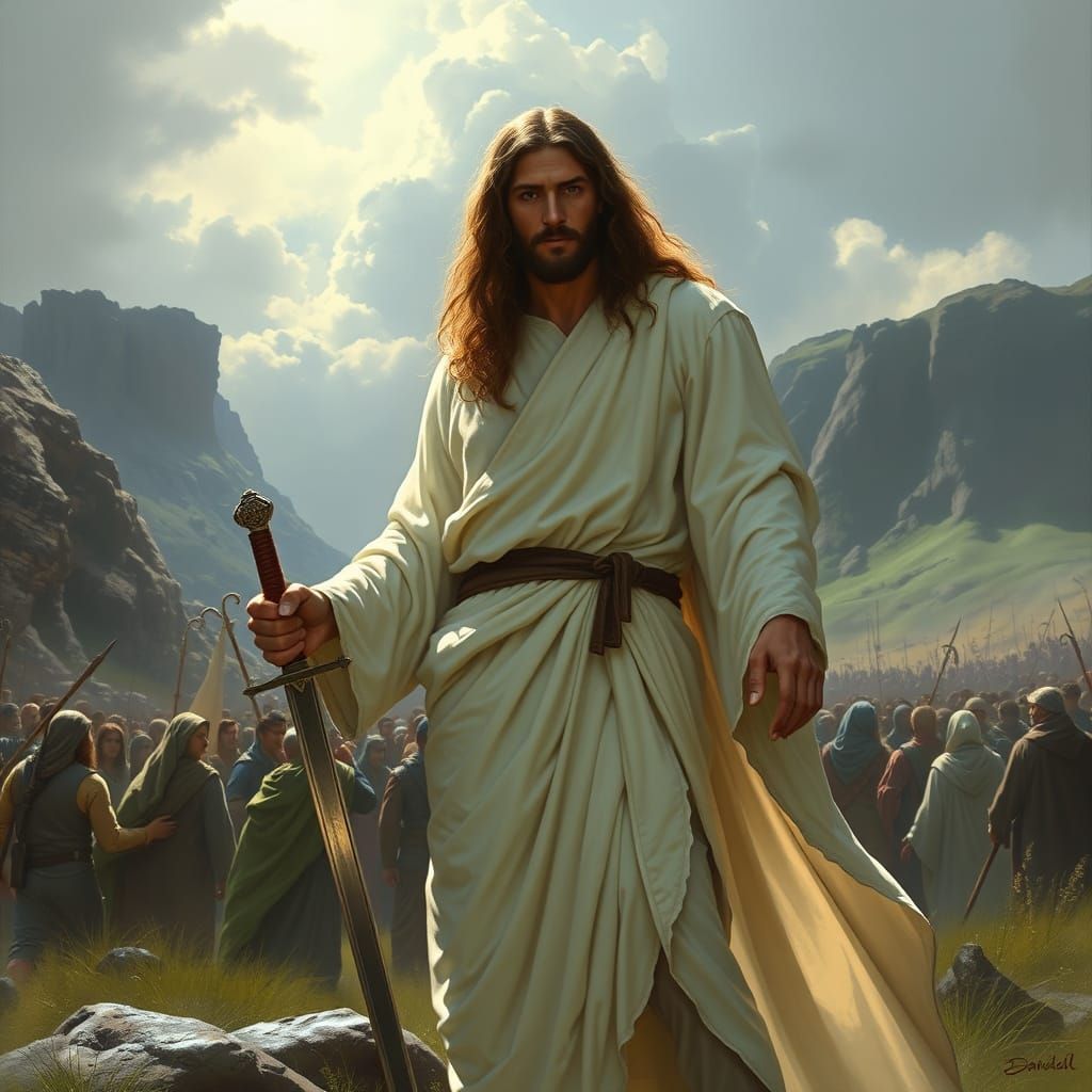 Jesus Christ with Sword in Frazetta Style