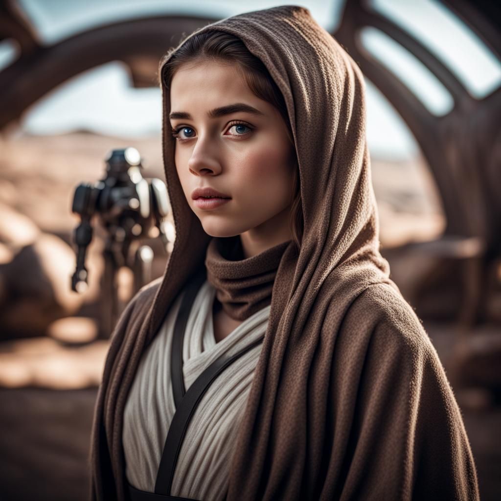 Hyperrealistic Portrait of Girl in Star Wars Scene
