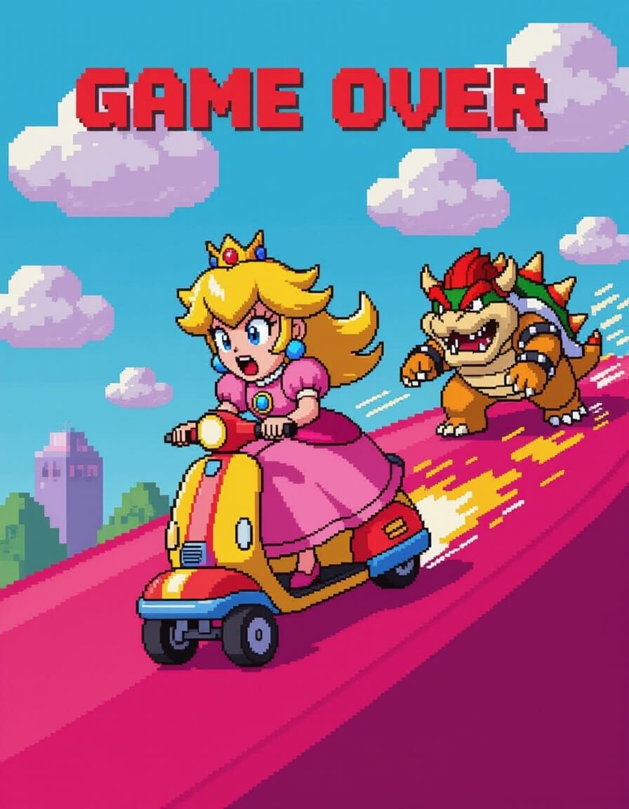Princess Peach's 8-Bit Scooter Adventure