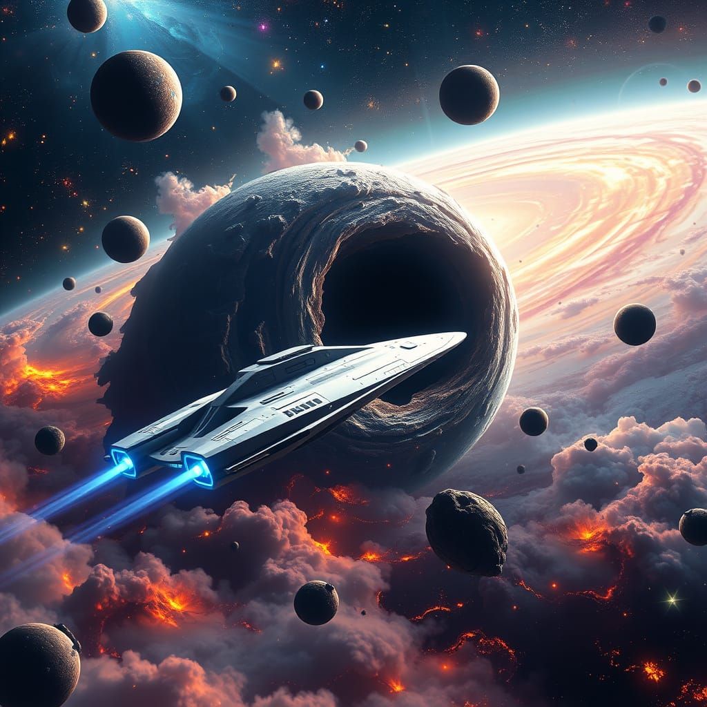 Epic Star Ship Odyssey Through Cosmic Black Hole