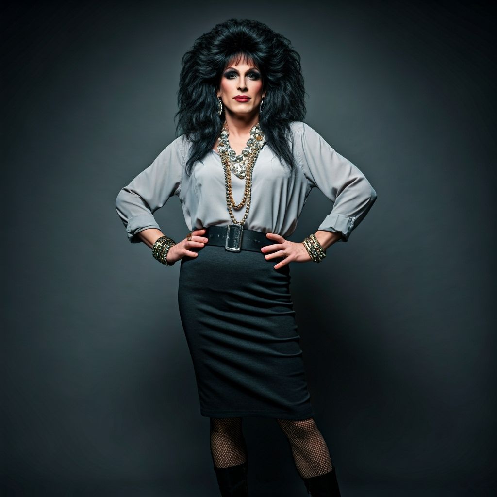 Glamour Portrait of Mature Cross-Dresser with 80s Style