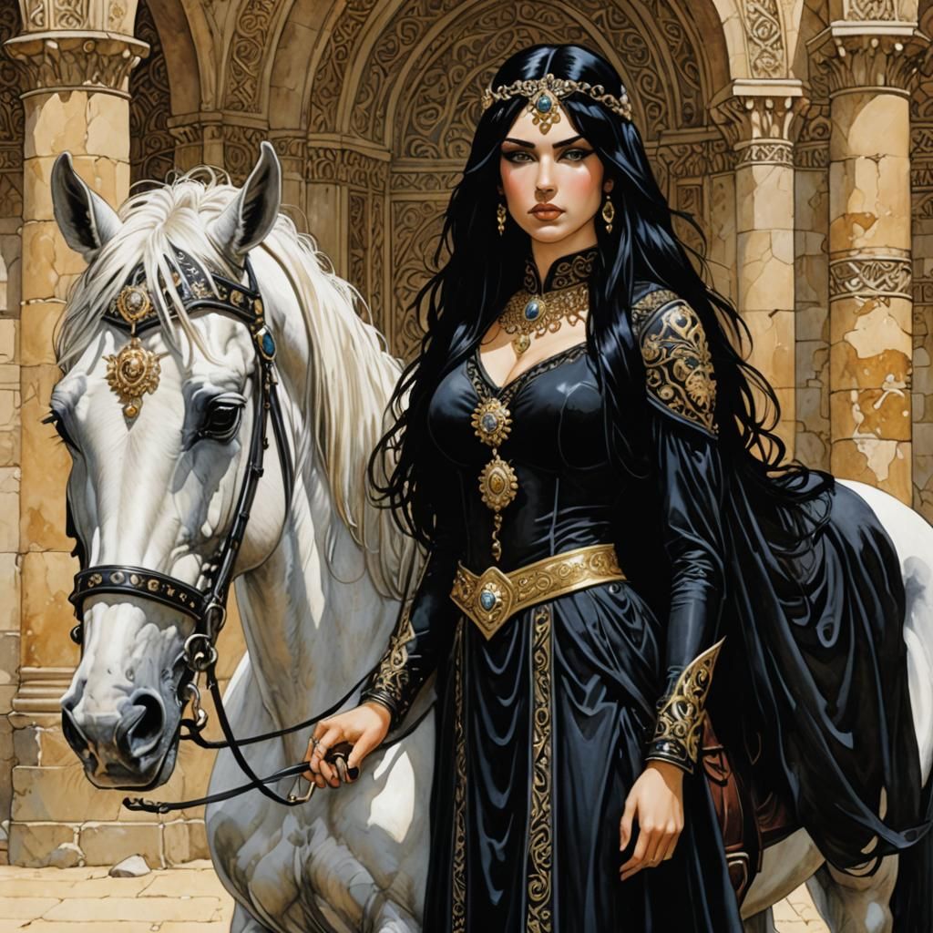 Arabian Princess in High Gothic Dark Fantasy Style