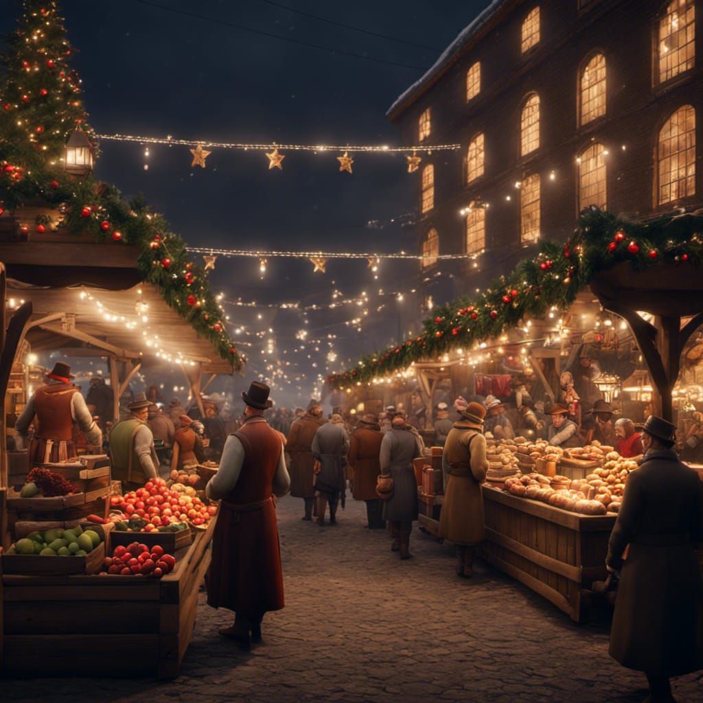 Old Time Farmers Christmas Market in 3D