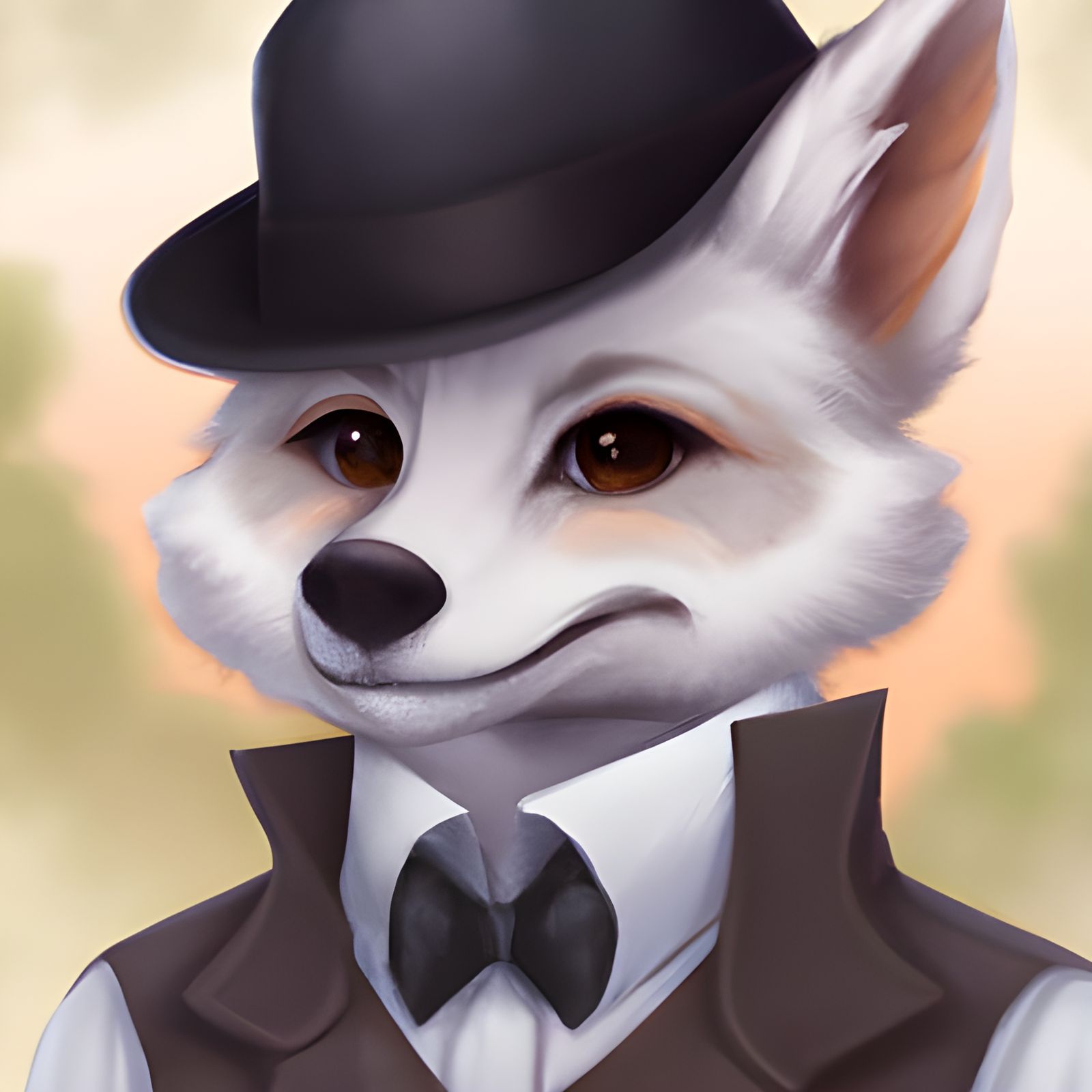 Adorable Fox Portrait in Space, Digital Illustration