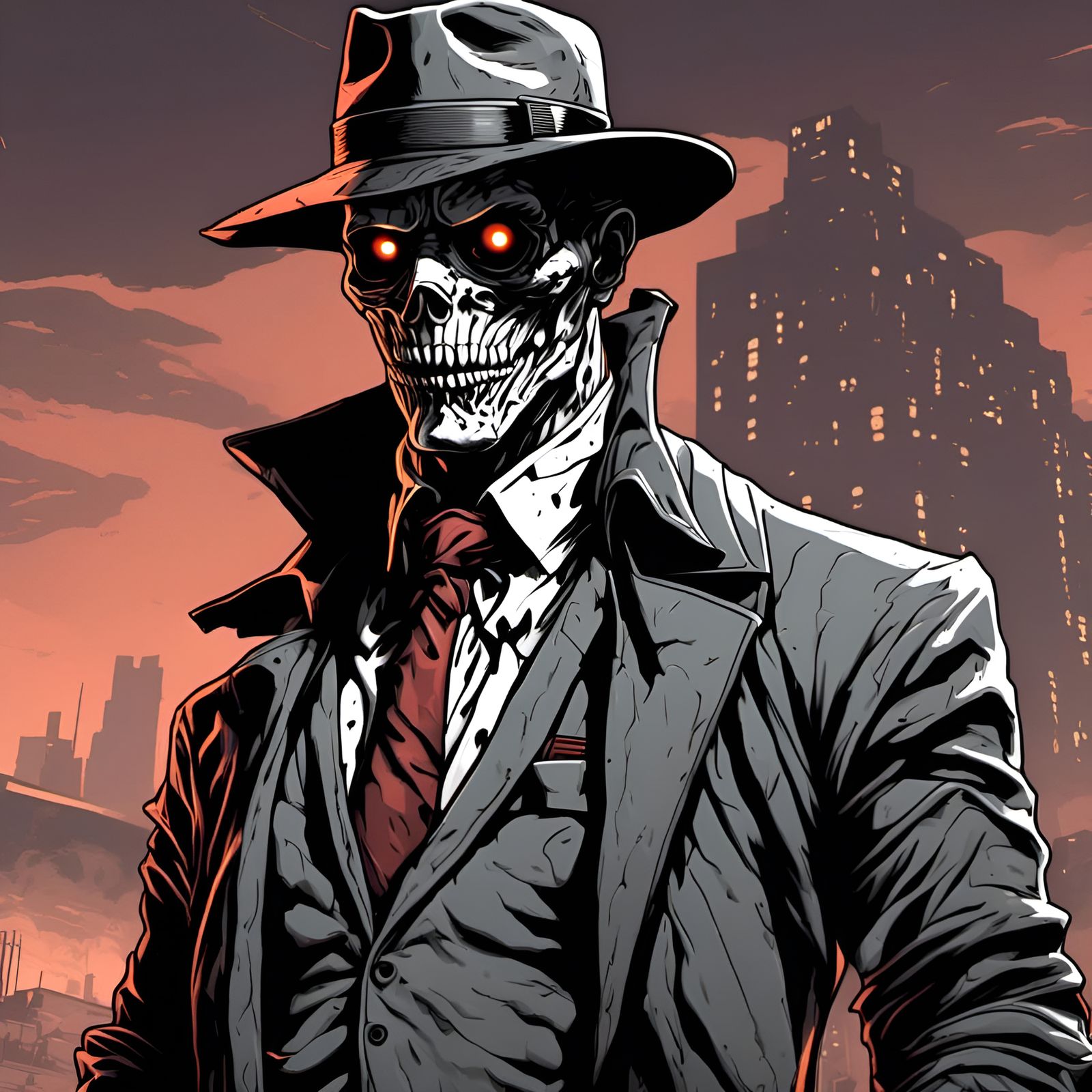 Fallout Ghoul Detective in Sin City Style