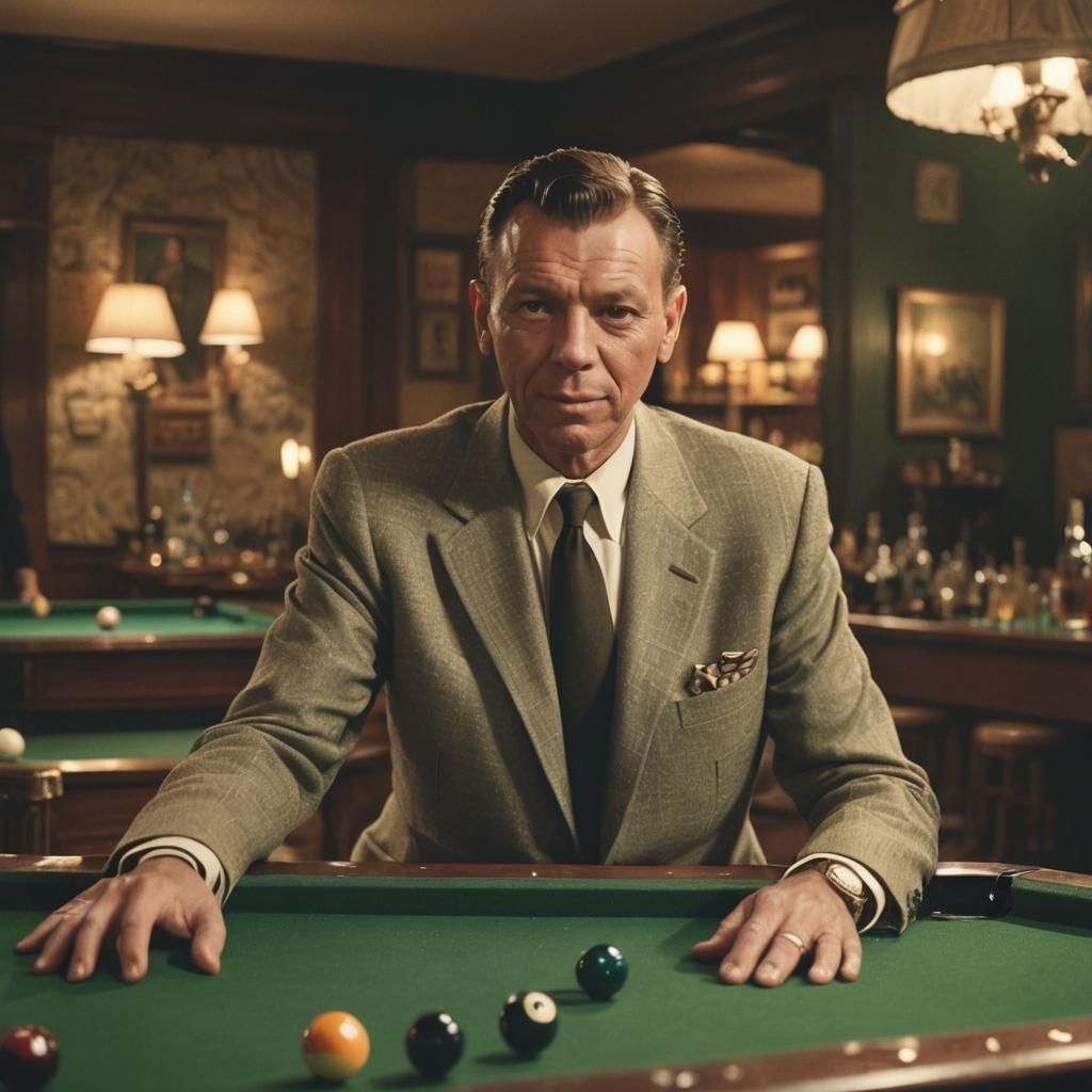 Frank Sinatra in a Luxurious 1950s-Style Mansion Bar