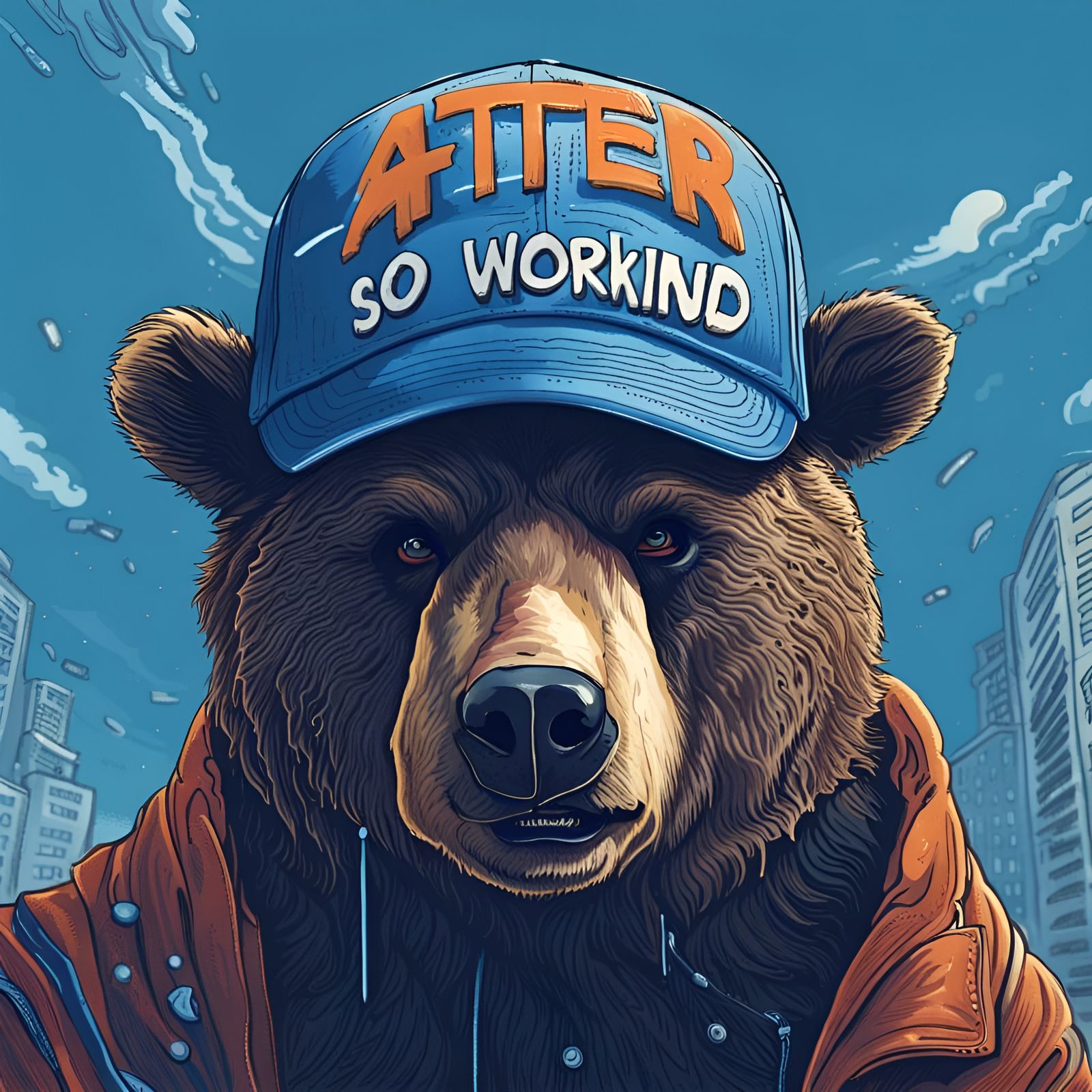 Dark Bear Cap with Humorous Unemployment Message