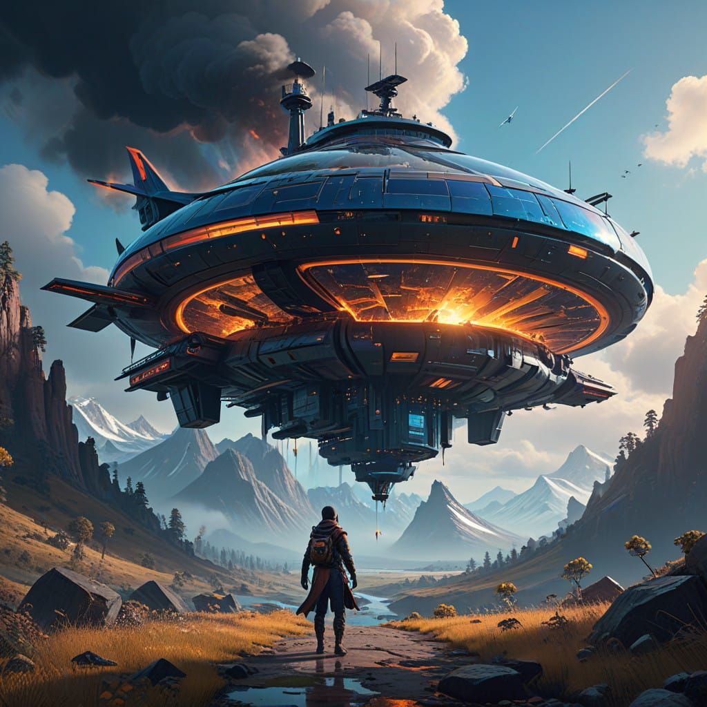 Ethereal Travel Icons in Vibrant, Swirling Matte Painting