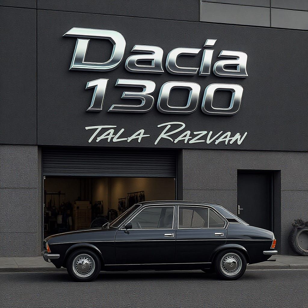 Dacia 1300 Bodyshop Logo in Sci-Fi Style