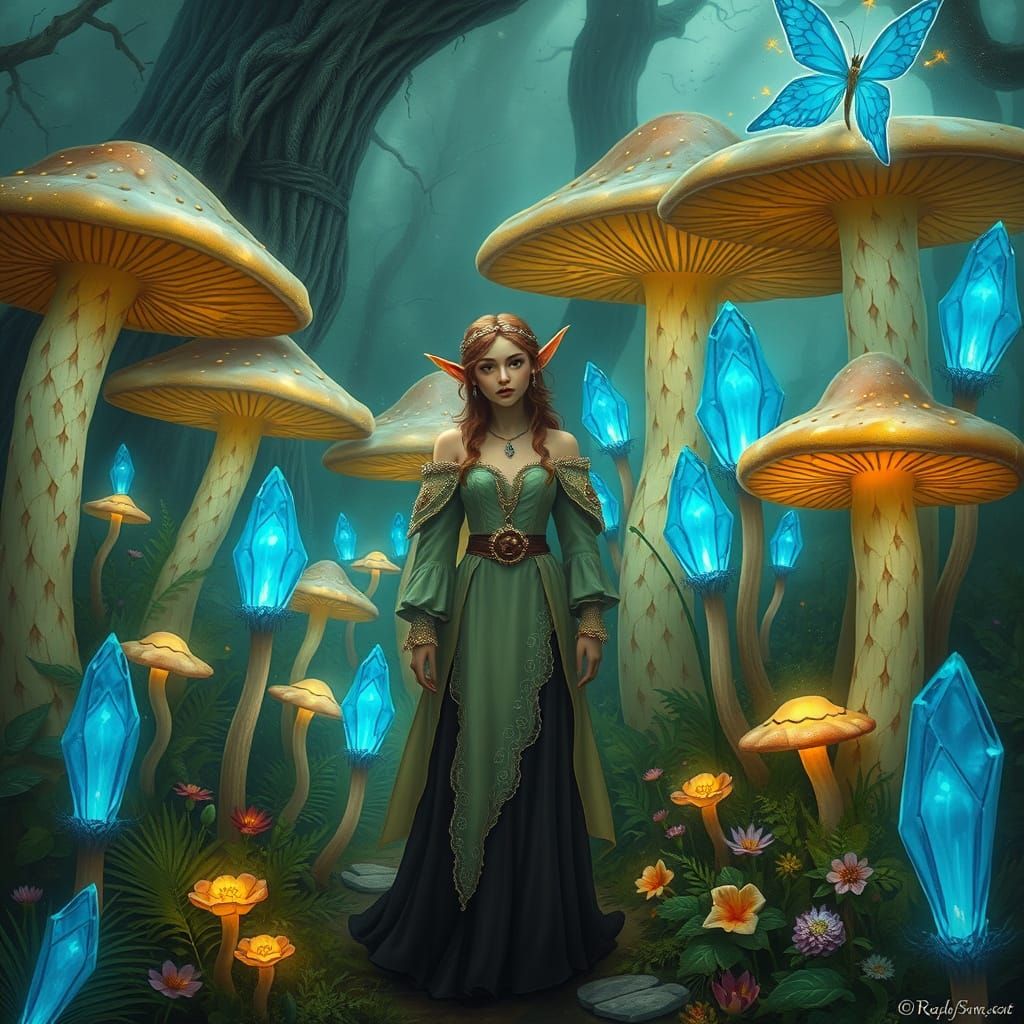 Enchanted Elf Garden with Crystal Flowers