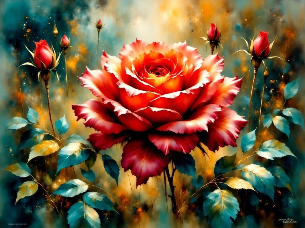 Breathtaking Impressionist Rose Blooms in Vibrant Watercolor
