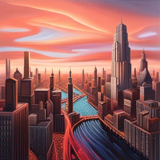 Cyberpunk Cityscape with Neon Skyscrapers