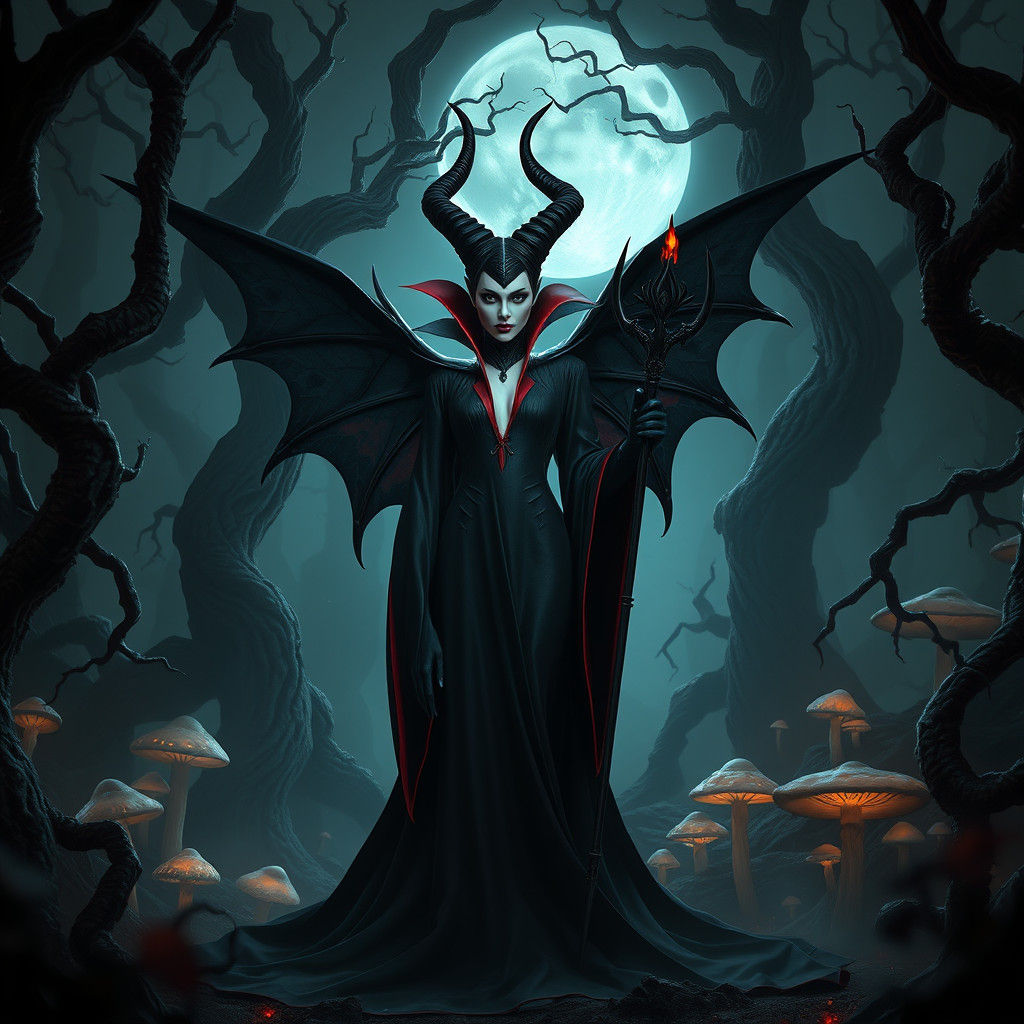 Mystical Maleficent in Moonlit Forest