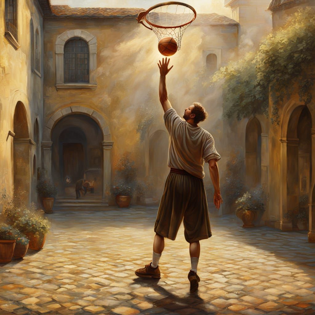 Renaissance Basketball Player in Golden Light