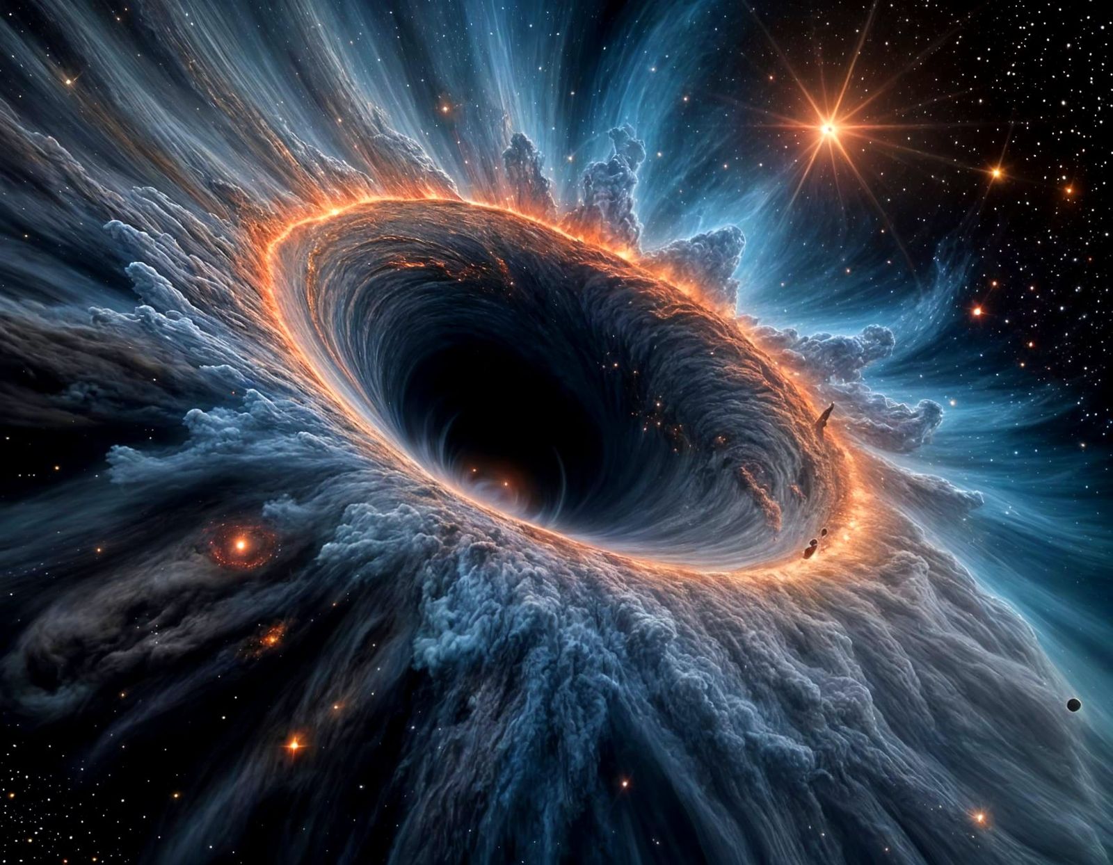 Hyper-Realistic Water Vapor Cloud Around Black Hole