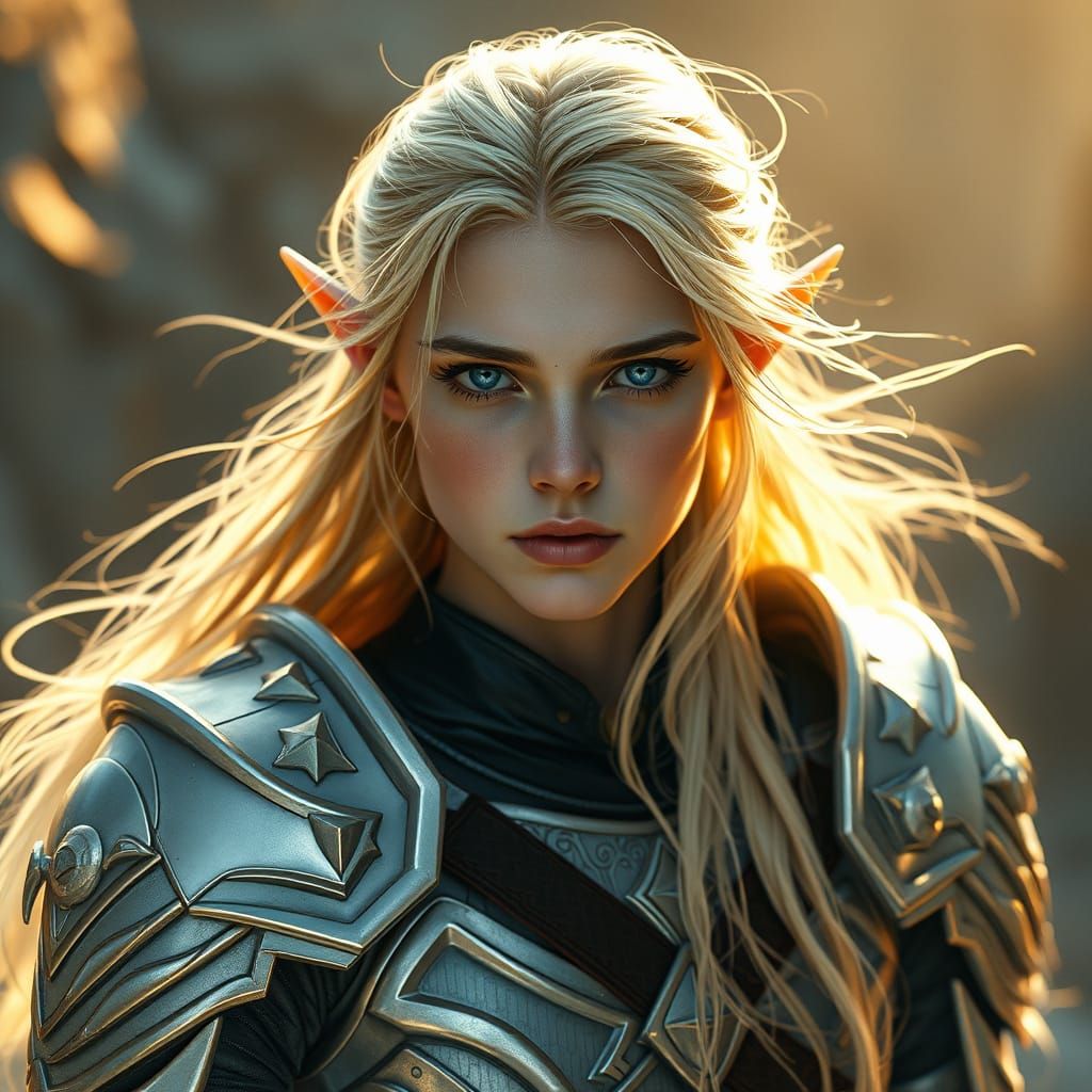 Ethereal Elf Warrior in White Cinematic Armor