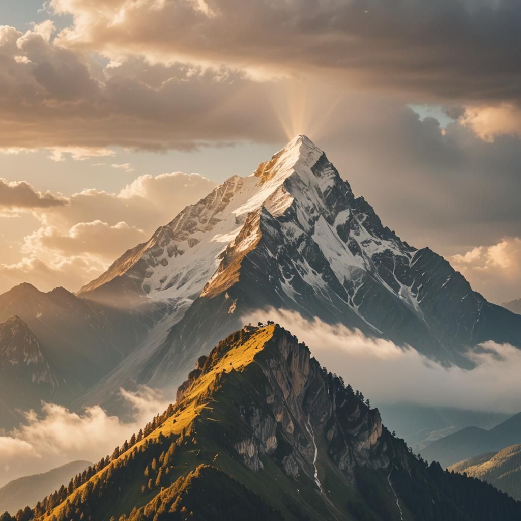 Majestic Mountain in Soft Light Landscape Photography