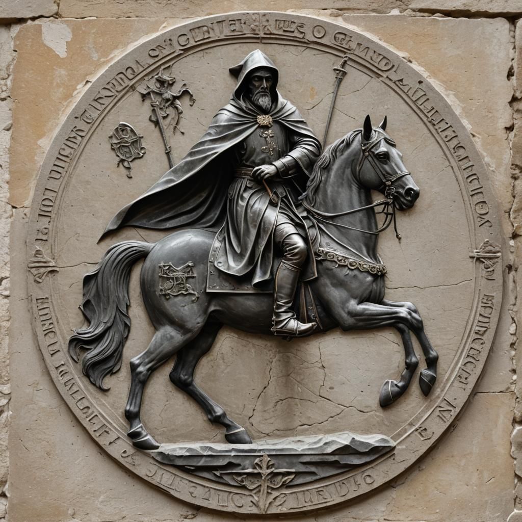 Guild Crest: Cloaked Rider on Horse